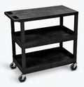 Luxor Black EC211 18x32 Cart with 2 Tub Shelves and 1 Flat Shelf