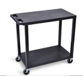 Luxor Black EC22 18x32 Cart with 2 Flat Shelves