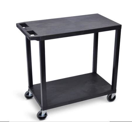Luxor Black EC22 18x32 Cart with 2 Flat Shelves