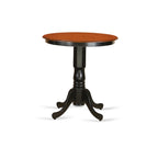 East West Furniture EDQU5-BLK-W 5 Piece Counter Height Dining Set Includes a Round Kitchen Table with Pedestal and 4 Dining Room Chairs, 30x30 Inch, Black & Cherry
