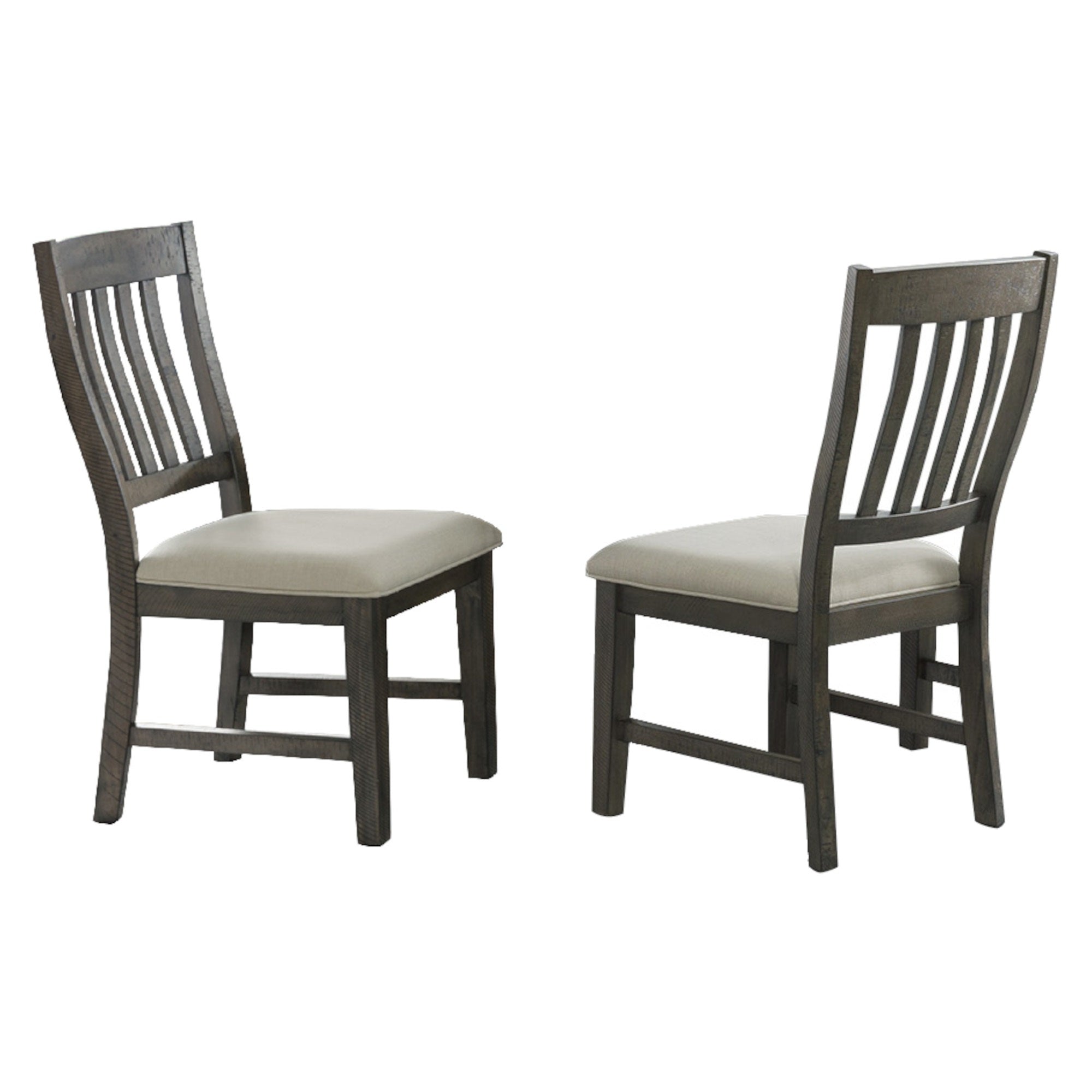 Sunset Trading Trestle Slat Back Upholstered Dining Side Chair | Set of 2 | Distressed Gray Wood