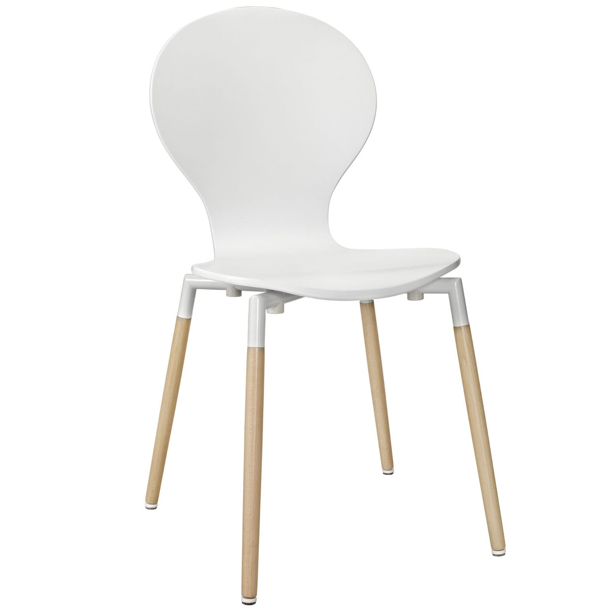 Path Dining Chair: Sleek & Fluid Design, Comfortable Fiberboard Frame, Sturdy Beech Wood Legs - White