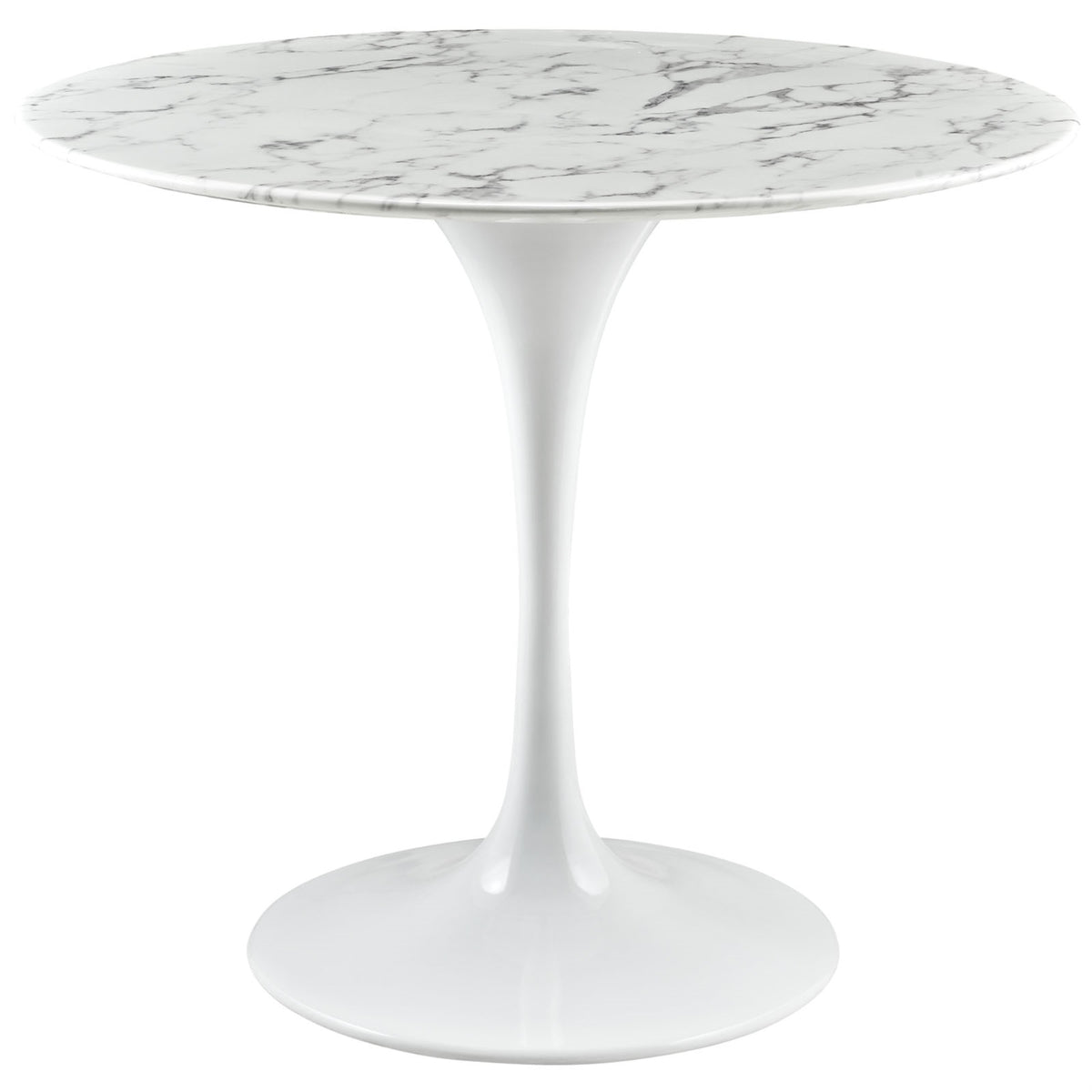 Lippa 36'' Round Artificial Marble Dining Table - Timeless Design, Scratch Resistant Finish, Tapered Metal Base.