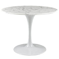 Lippa 40 Round Artificial Marble Dining Table - White