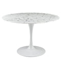 Lippa 47 Round Artificial Marble Dining Table  White