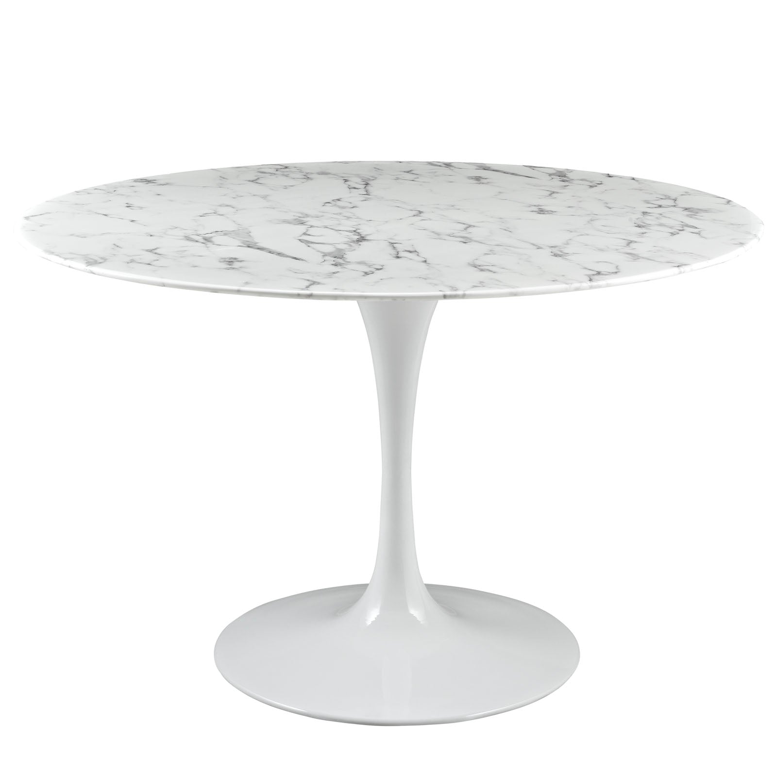 Lippa 47 Round Artificial Marble Dining Table  White