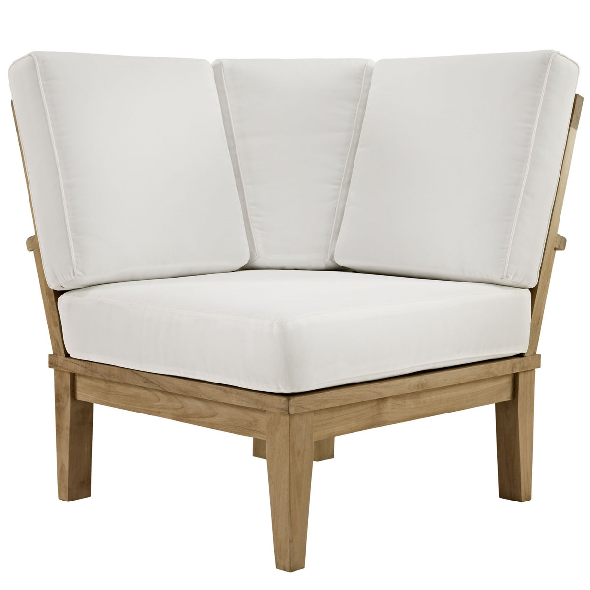 Marina Teak Wood Outdoor Patio Corner Sofa Chair - Luxury, Durable, All-Weather Cushions, Modern Design, Easy Assembly
