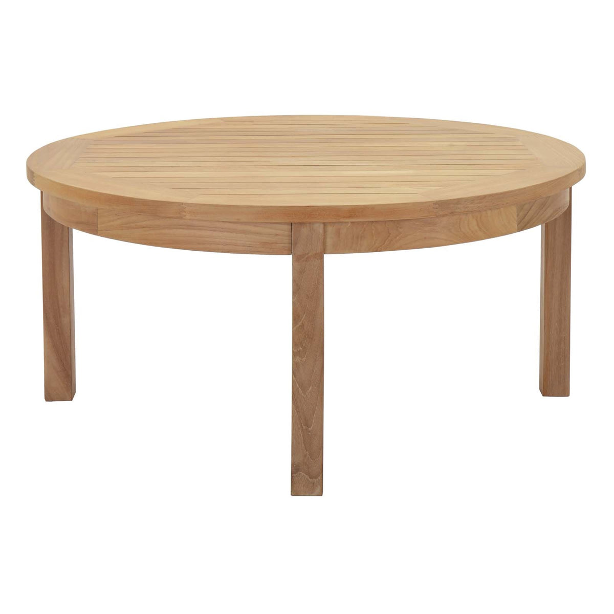 Marina Teak Wood Outdoor Patio Round Coffee Table - Luxury Design, Weather Resistant, Durable Construction - Assembly Required