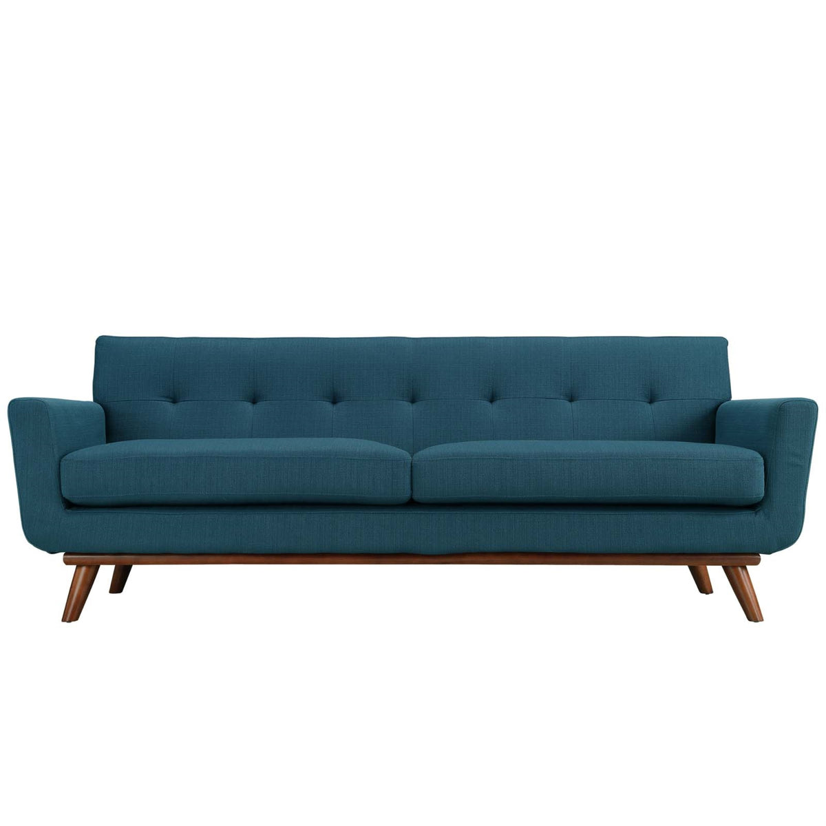 Engage Sofa - Gently Curved Design, Large Cushions, Tufted Buttons, Sturdy Cherry Legs - Perfect for Lounging, Coffee Brunch, an