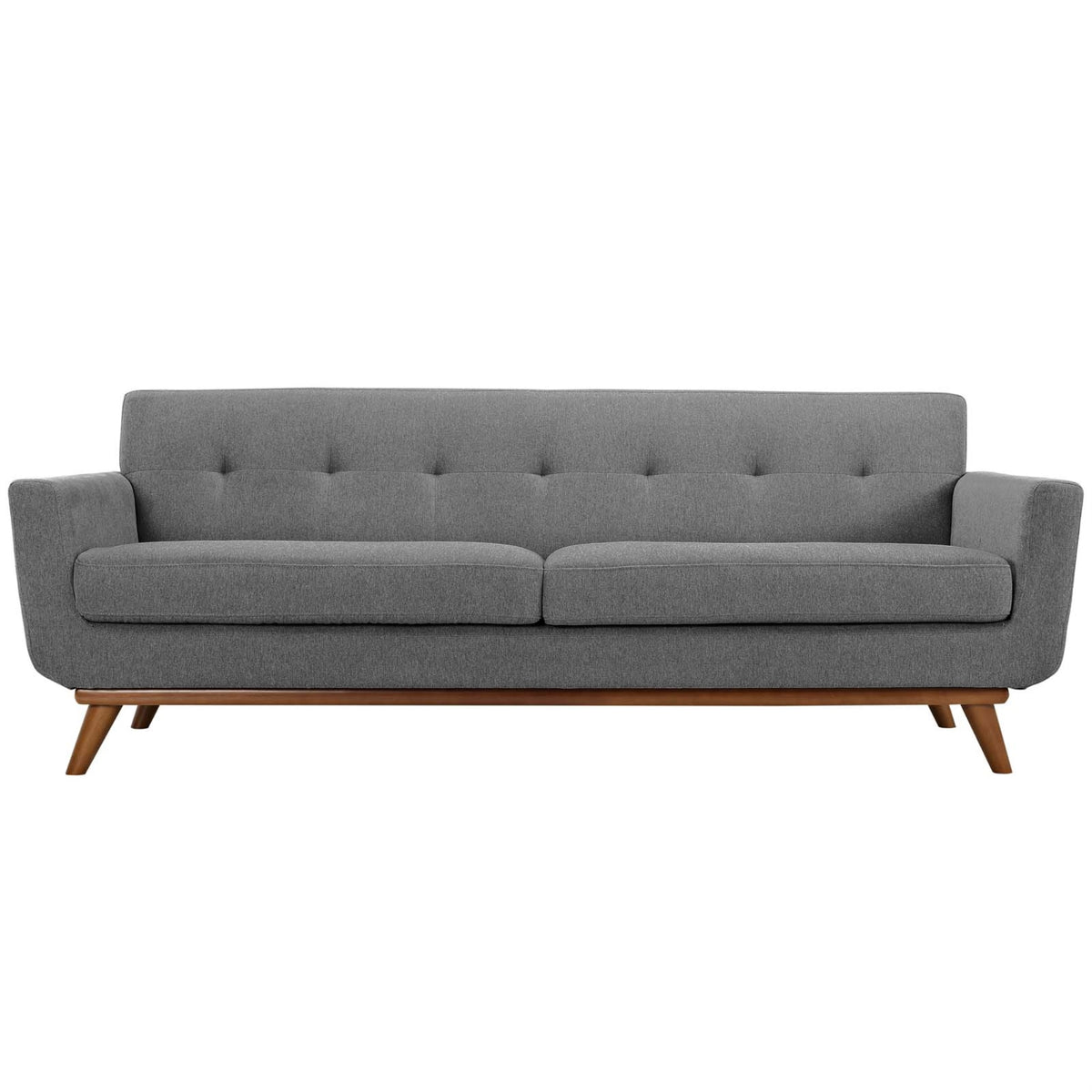 Engage Sofa - Gently Curved, Dual Cushions, Tufted Buttons, Cherry Wood Legs - Perfect for Lounging, Coffee Brunch, and Conversa