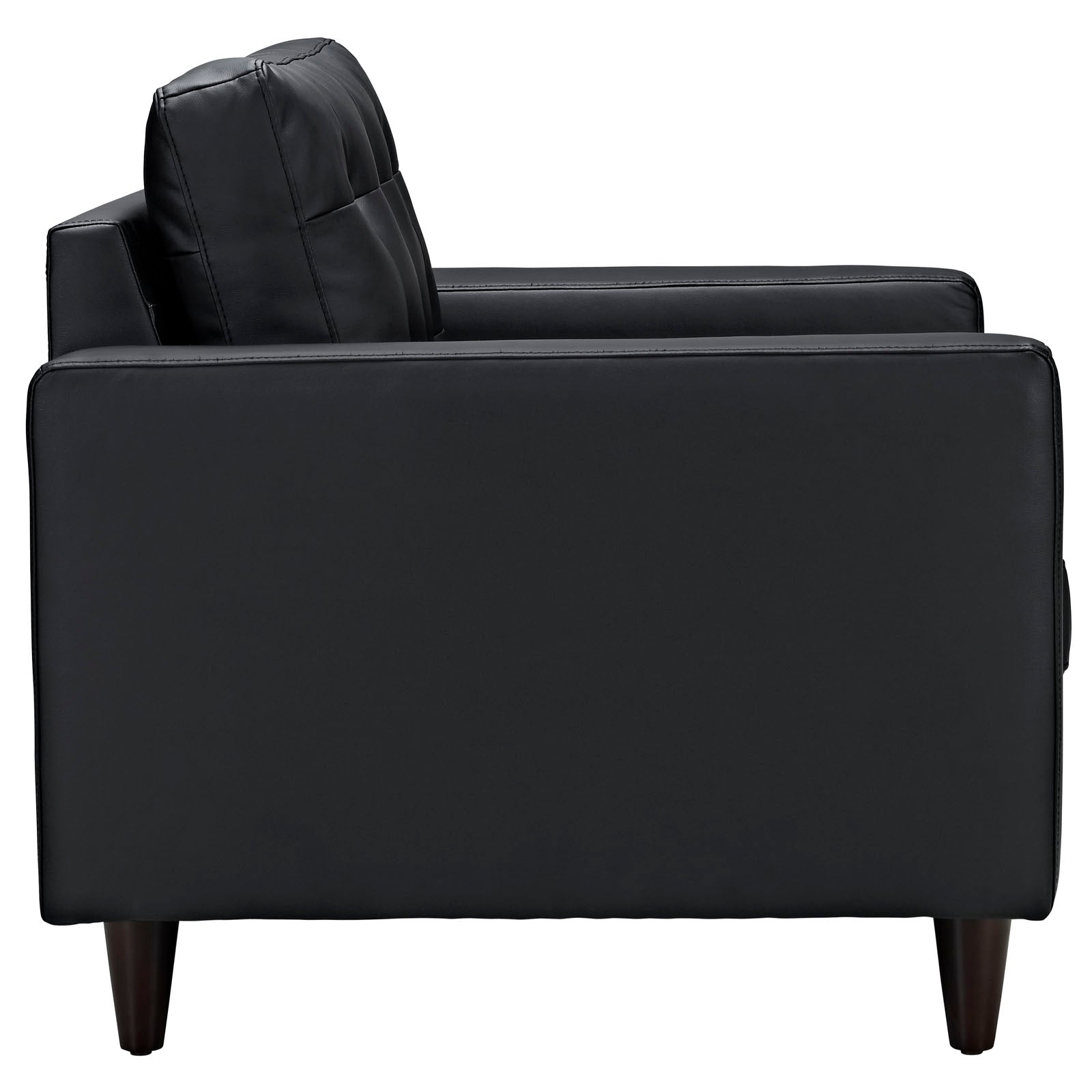 Modway Empress Mid-Century Modern Upholstered Leather Two Armchair Set Black