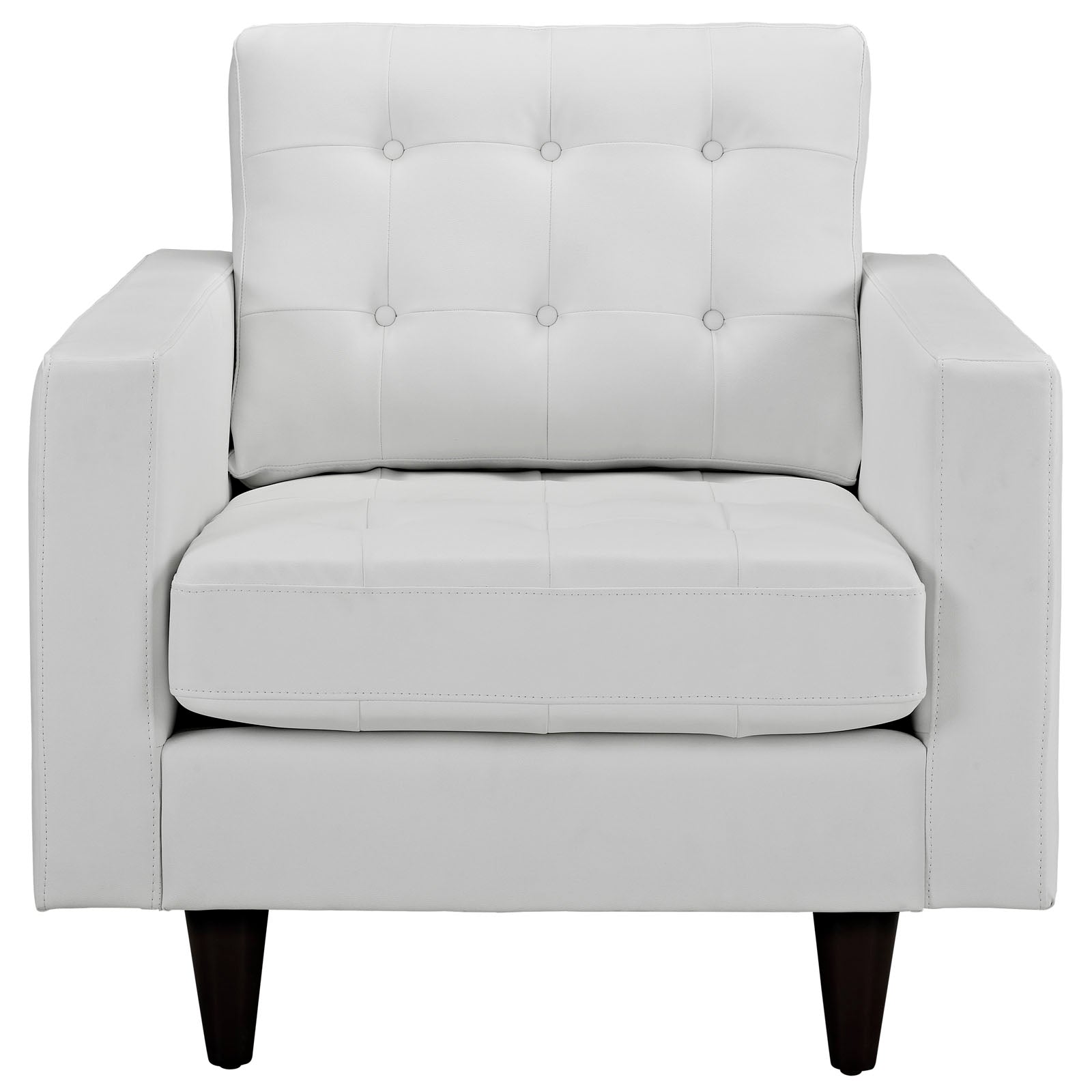 Modway Empress Mid-Century Modern Upholstered Leather Two Armchair Set White