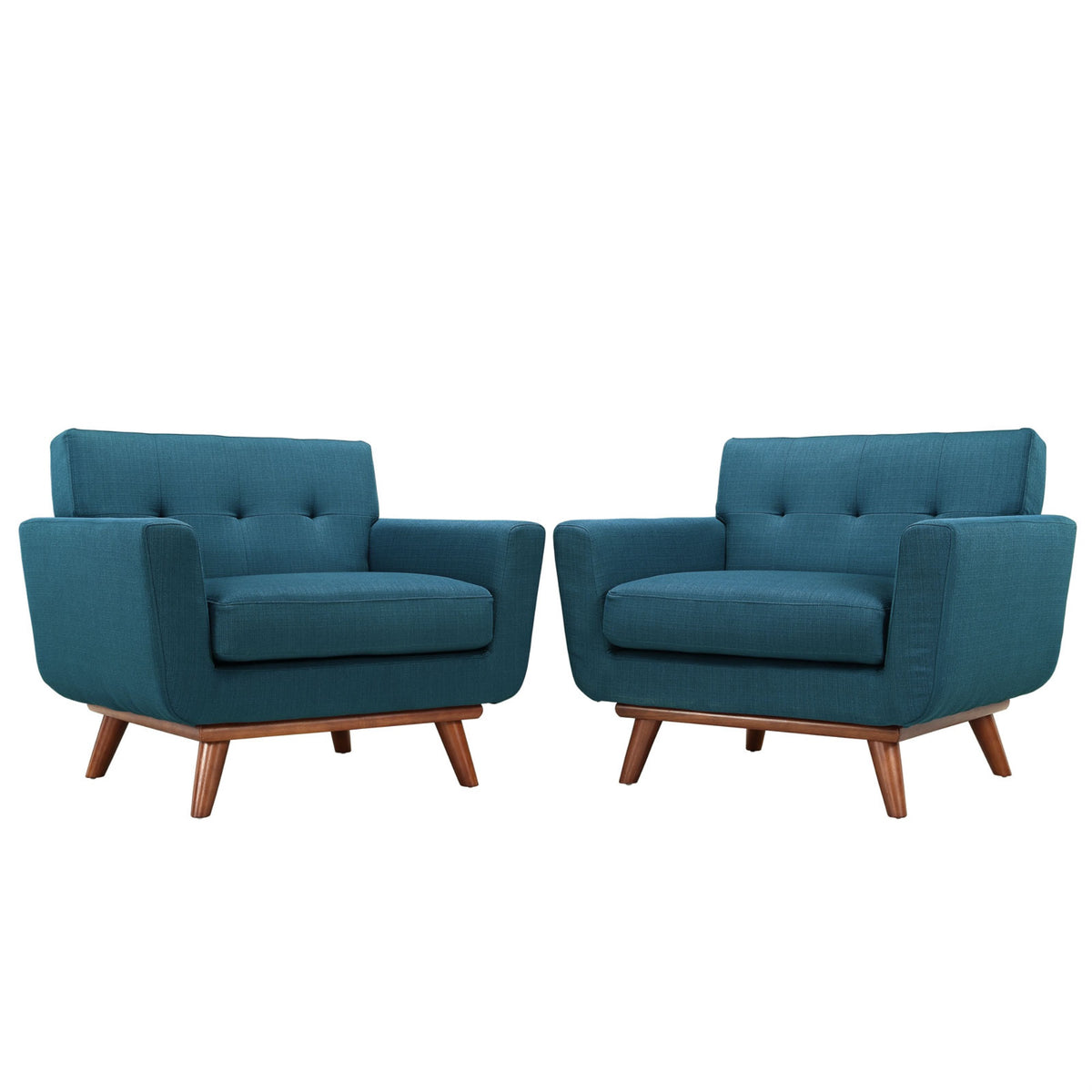 Engage Armchair with Dual Cushions - Relaxing and Elegant Home Addition - Set of 2 with Cherry Wood Legs