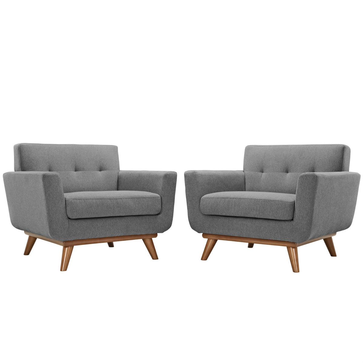Engage Armchair Set of 2 - Comfortable Lounging Experience with Stylish Tufted Buttons and Cherry Wood Legs