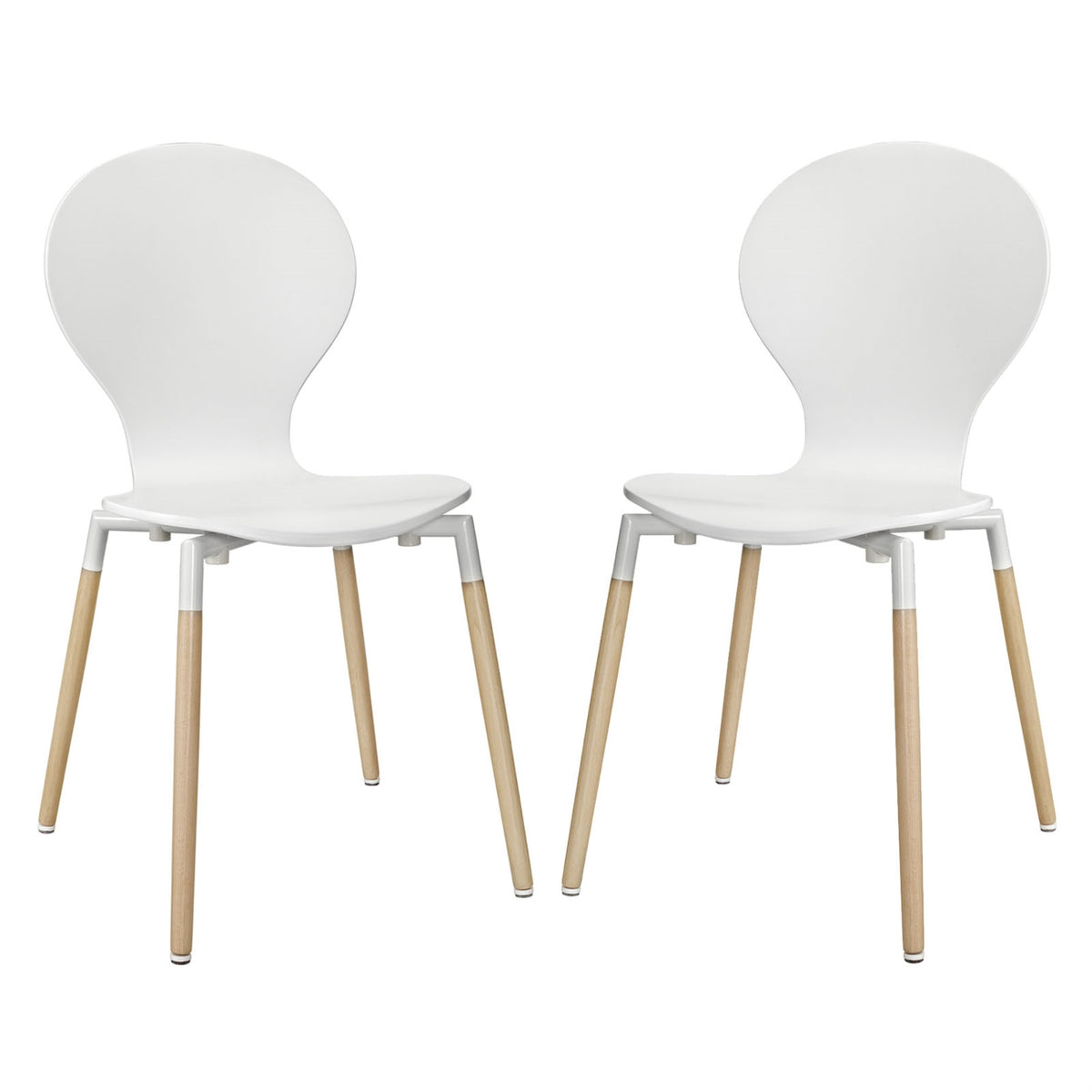Circular Journey of Life Path Dining Chair Set of 2 - White: Fiberboard Frame, Sturdy Beech Wood Legs, Stimulating Discussions &