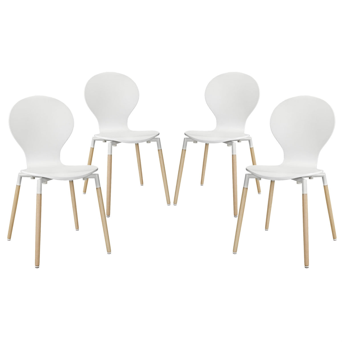 Circular Journey of Life: Path Dining Chair Set of 4 - White. Find equilibrium and inspiration with effortlessly graceful contou