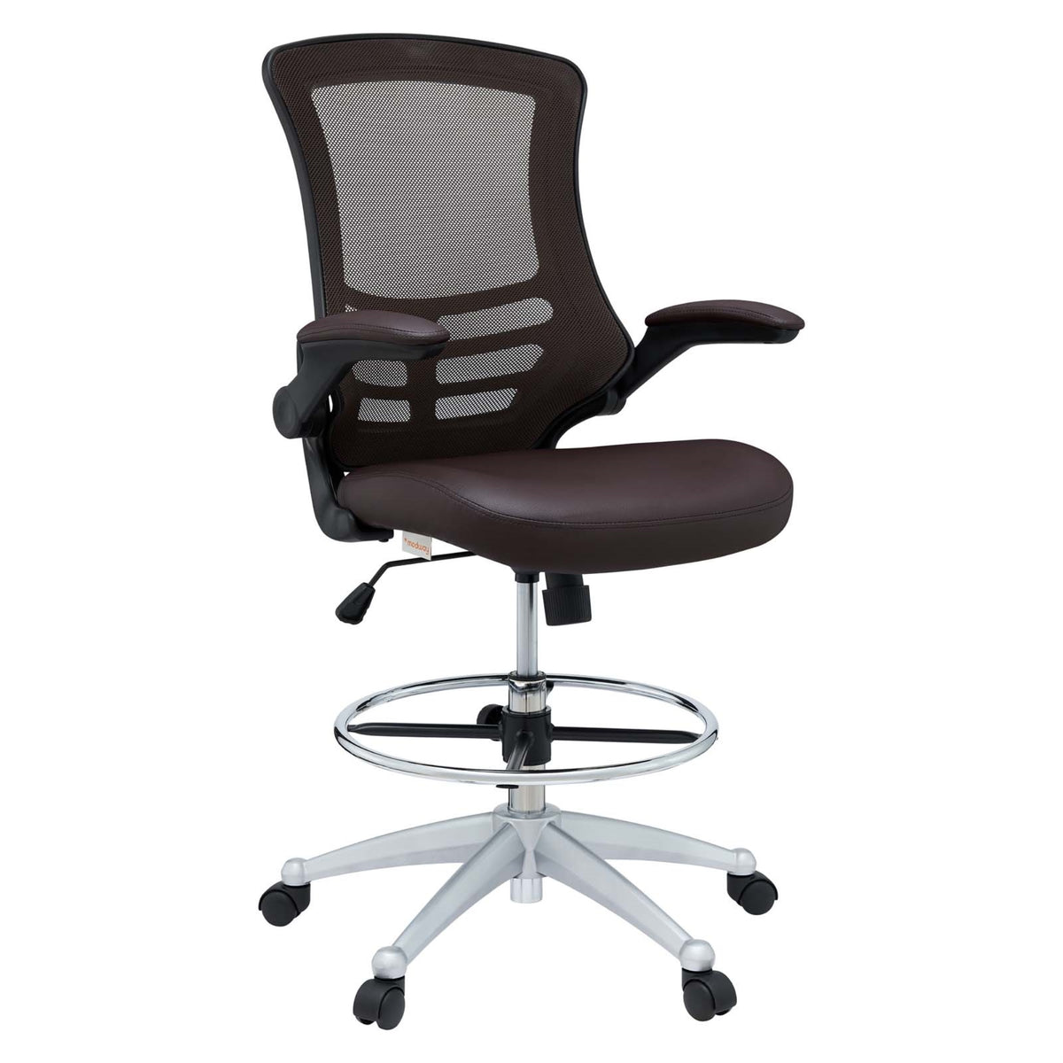 Attainment Drafting Stool - Breathable Mesh Back, Padded Seat & Arms, Foot Ring, Tilt Control - Ideal for Schools, Workplaces, H