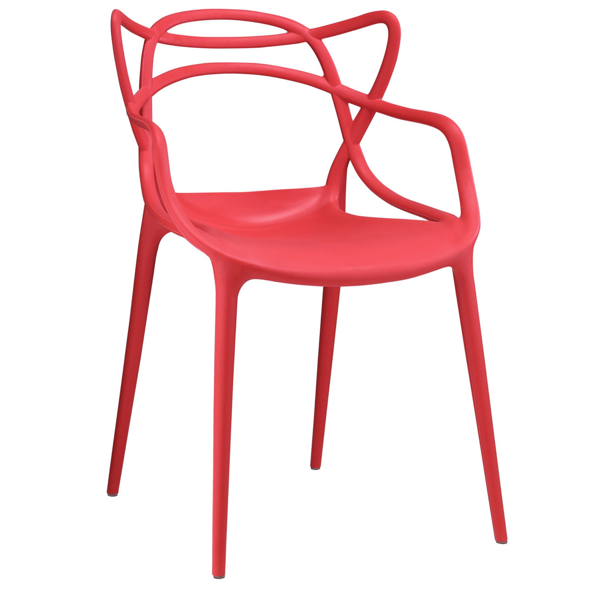 Entangled Dining Chair - Unique Design, Molded Plastic, Foot Caps, Pre-Assembled, Easy-to-Clean Surface - Red