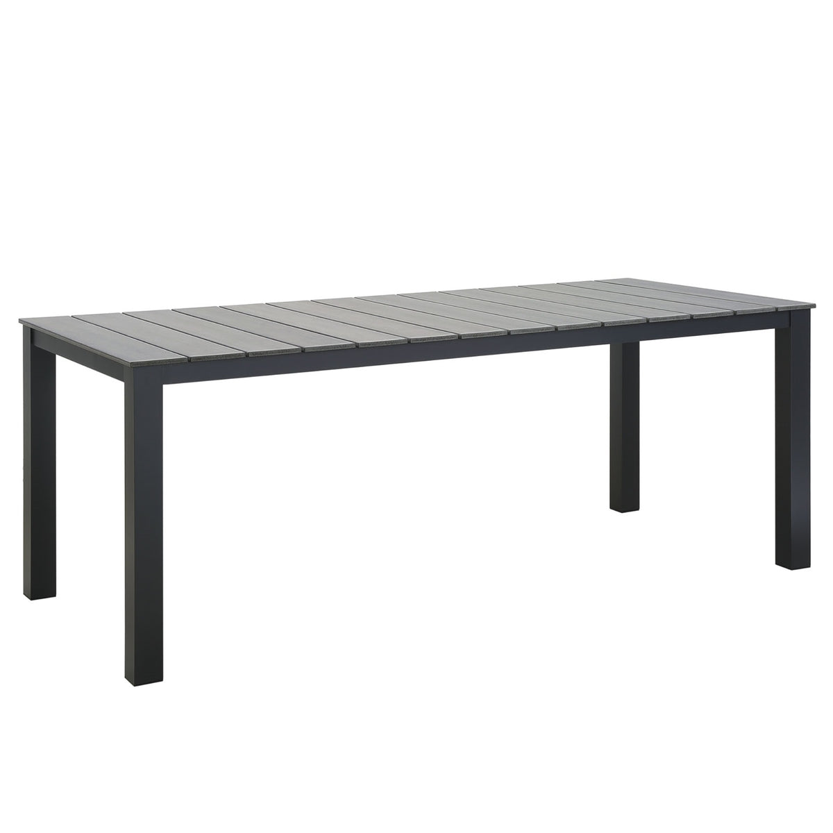 Maine Outdoor Collection: 80'' Dining Table - Synthetic Wood Grain Plank Boards, Powder-Coated Aluminum Frame - Ideal for Outdoo