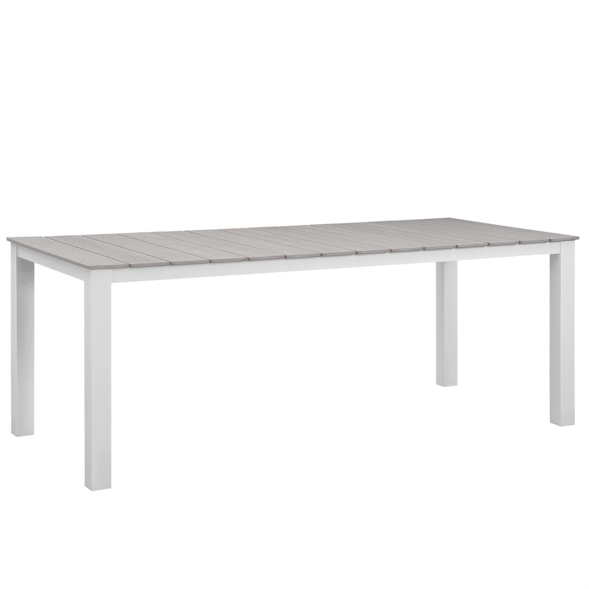 Maine Outdoor Collection 80'' Dining Table - Modern Design, Synthetic Wood Grain Plank Boards, Powder-Coated Aluminum Frame - Id