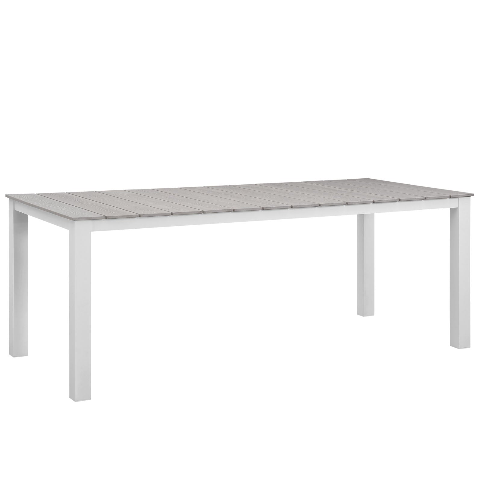 Maine 80'' Outdoor Patio Dining Table - White Light Gray
