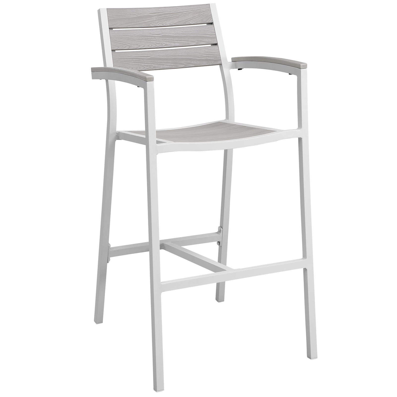 Maine Outdoor Patio Bar Stool - White Light Gray