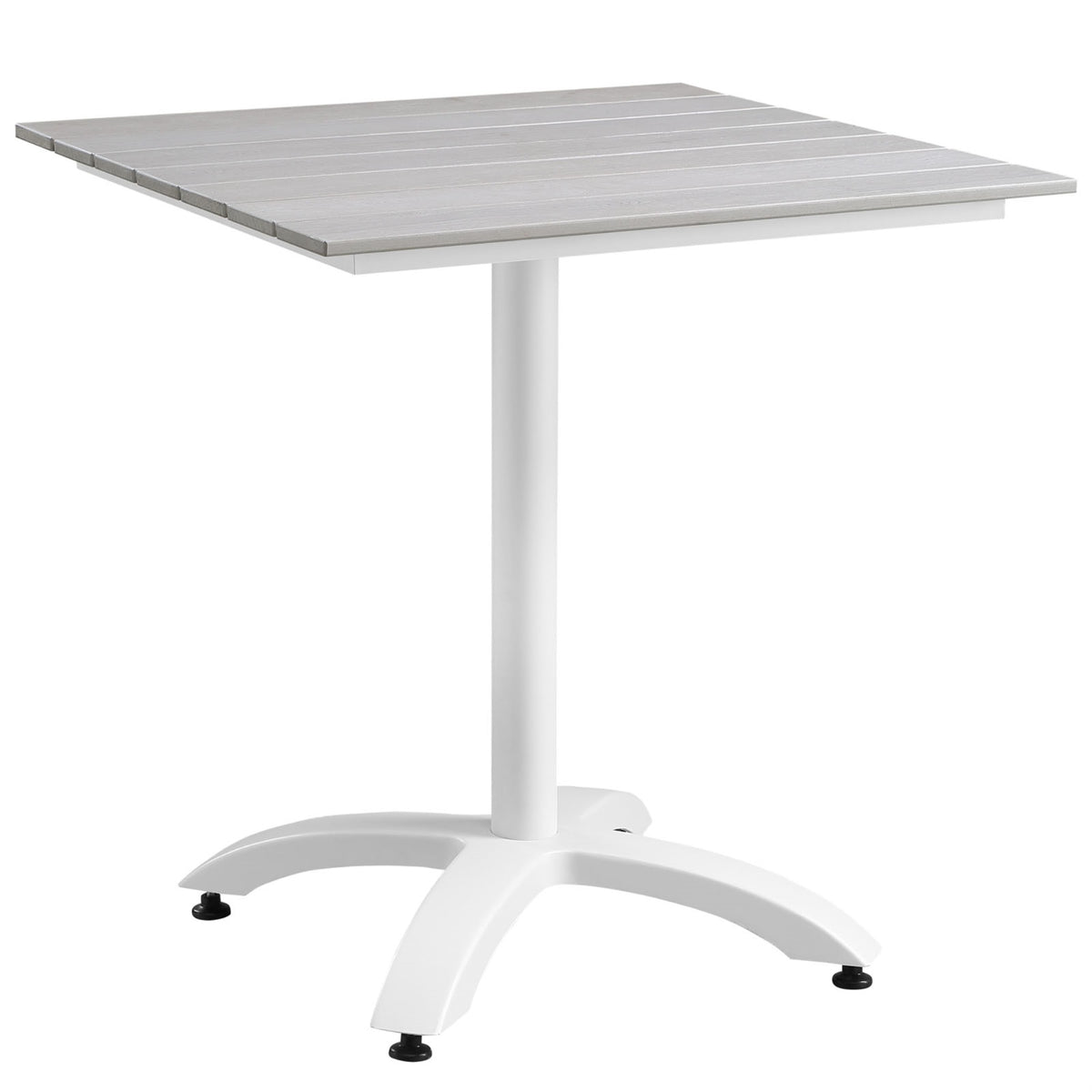 Maine Outdoor Patio Dining Table - Synthetic Wood Grain Plank Boards, Aluminum Frame - Contemporary Design for Stylish Outdoor D