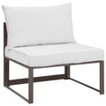 Fortuna Armless Outdoor Patio Sofa  Brown White