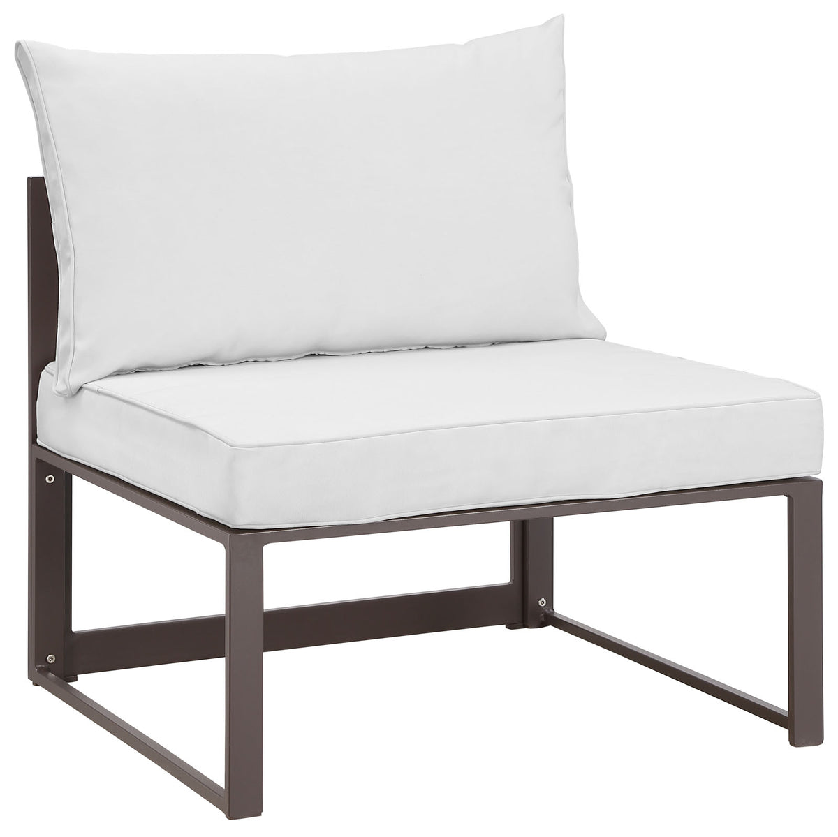 Fortuna Armless Outdoor Patio Sofa  Brown White