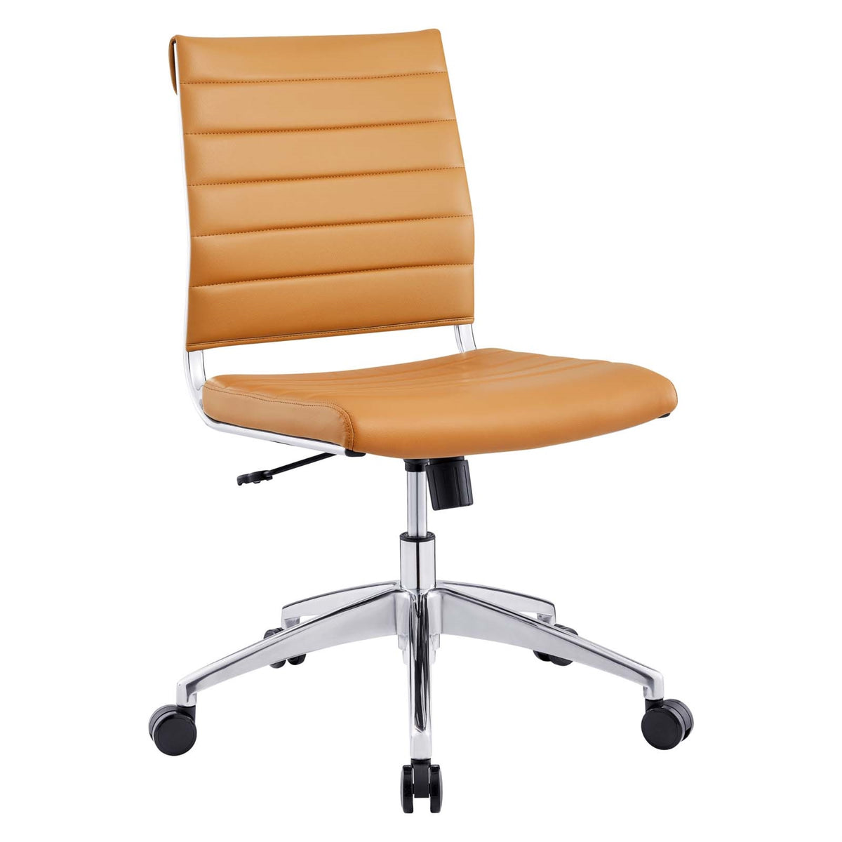 Jive Mid Back Office Chair - Stylish & Functional | Armless Design | Ribbed Vinyl Back | Comfortable Seat Cushion | Chrome-Plate