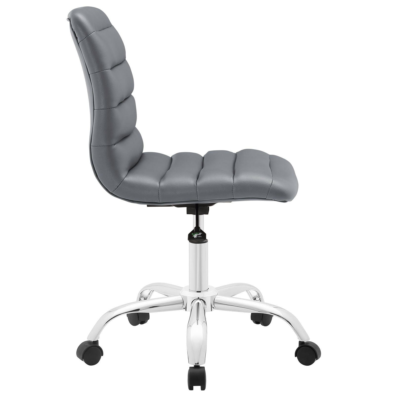 Modway Ripple Ribbed Armless Mid Back Swivel Computer Desk Office Chair In Gray