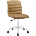 Ripple Armless Mid Back Vinyl Office Chair  Tan