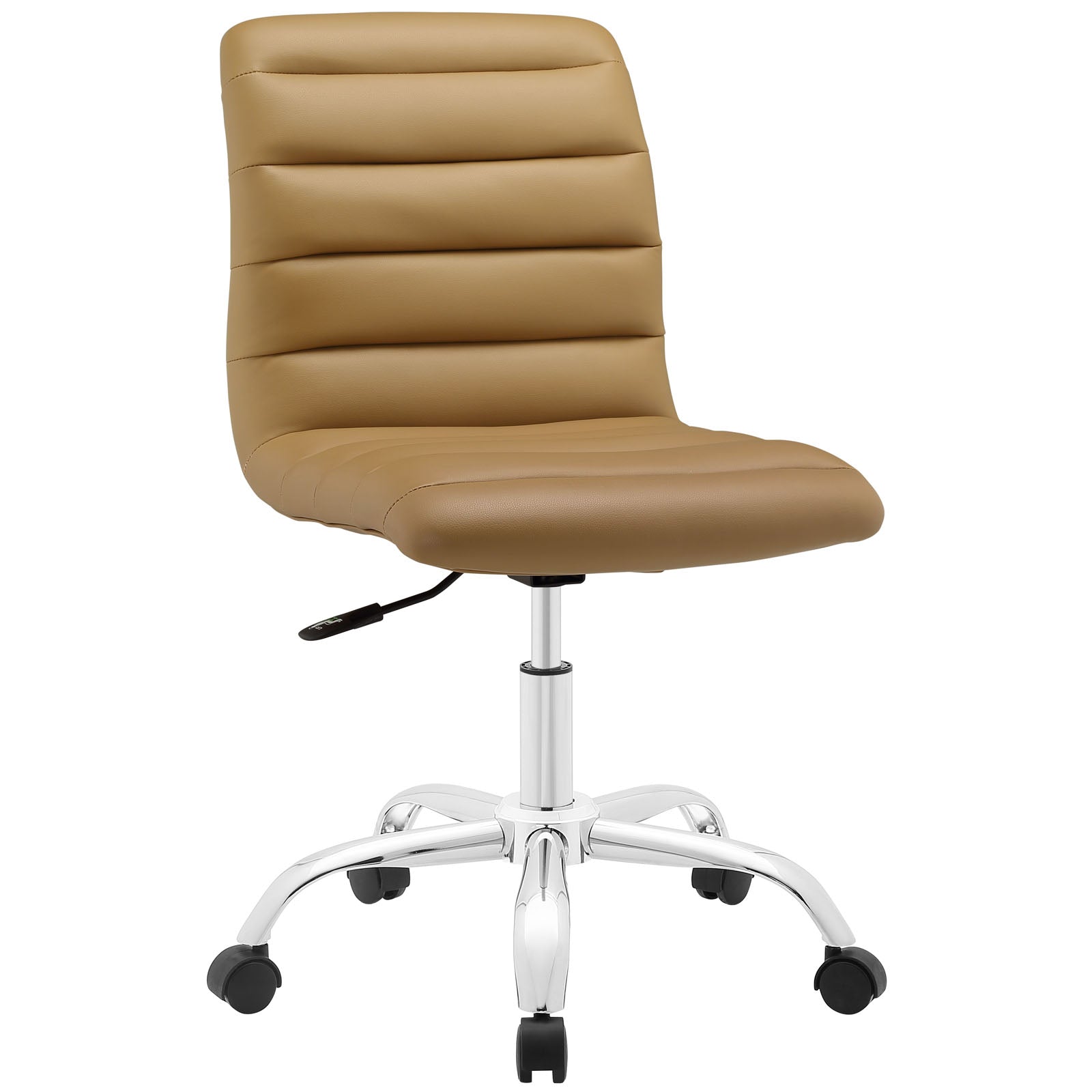 Ripple Armless Mid Back Vinyl Office Chair  Tan