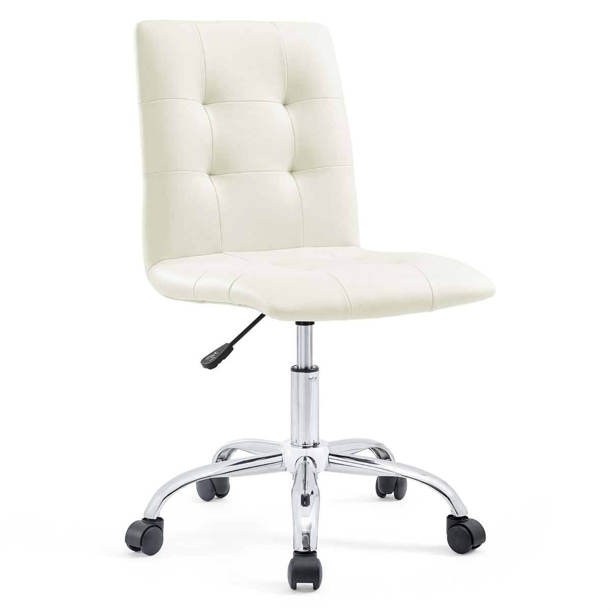 Prim Armless Office Chair - Modern & Luxurious Design | Height Adjustable & 360 Swivel | Faux Leather Upholstery | Polished Chro