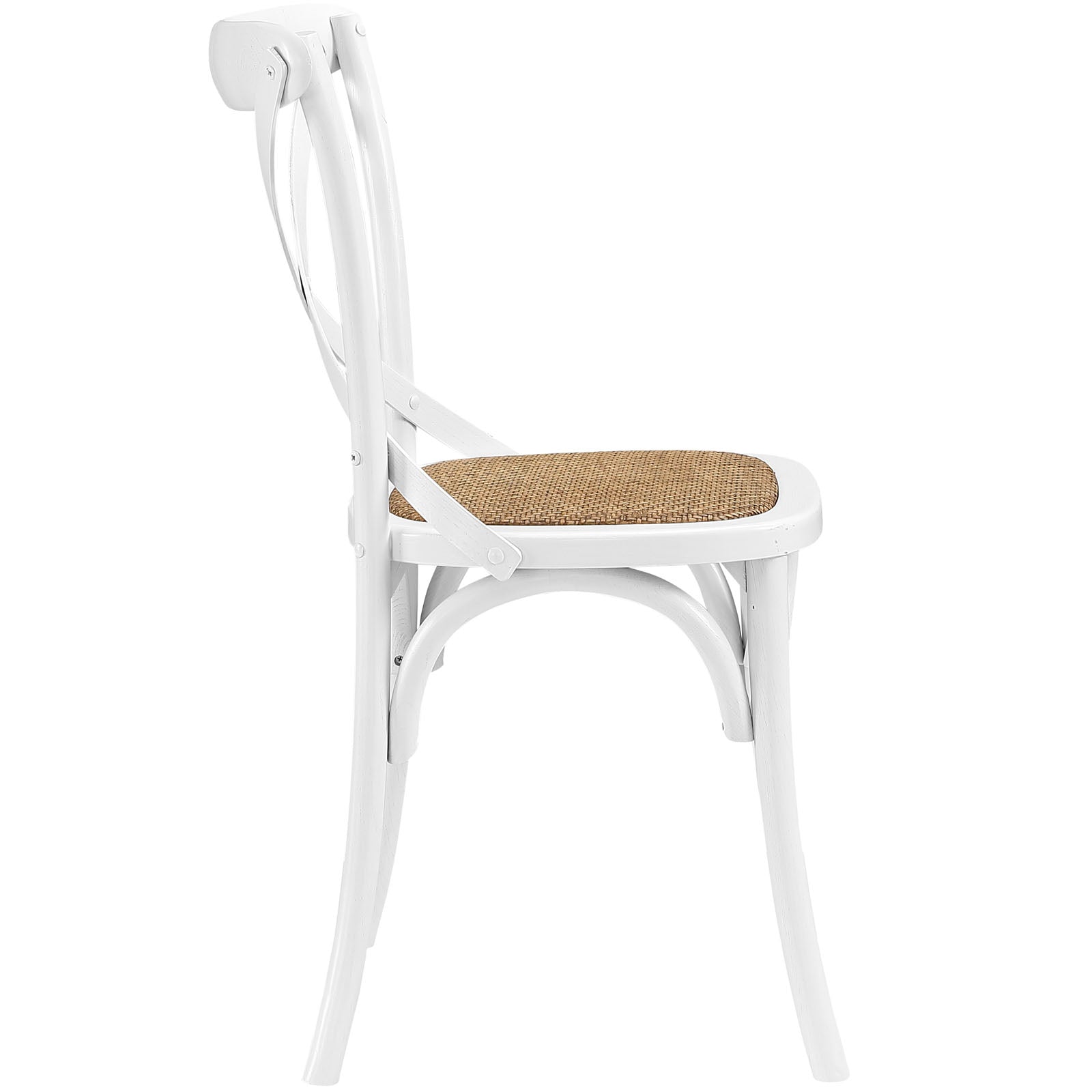 Modway Gear Rustic Modern Farmhouse Elm Wood Rattan Dining Chair in White
