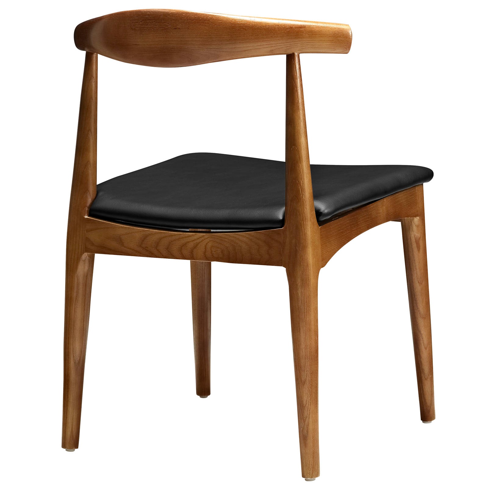 Modway Tracy Mid-Century Modern Wood and Faux Leather Upholstered Four Dining Chairs in Black