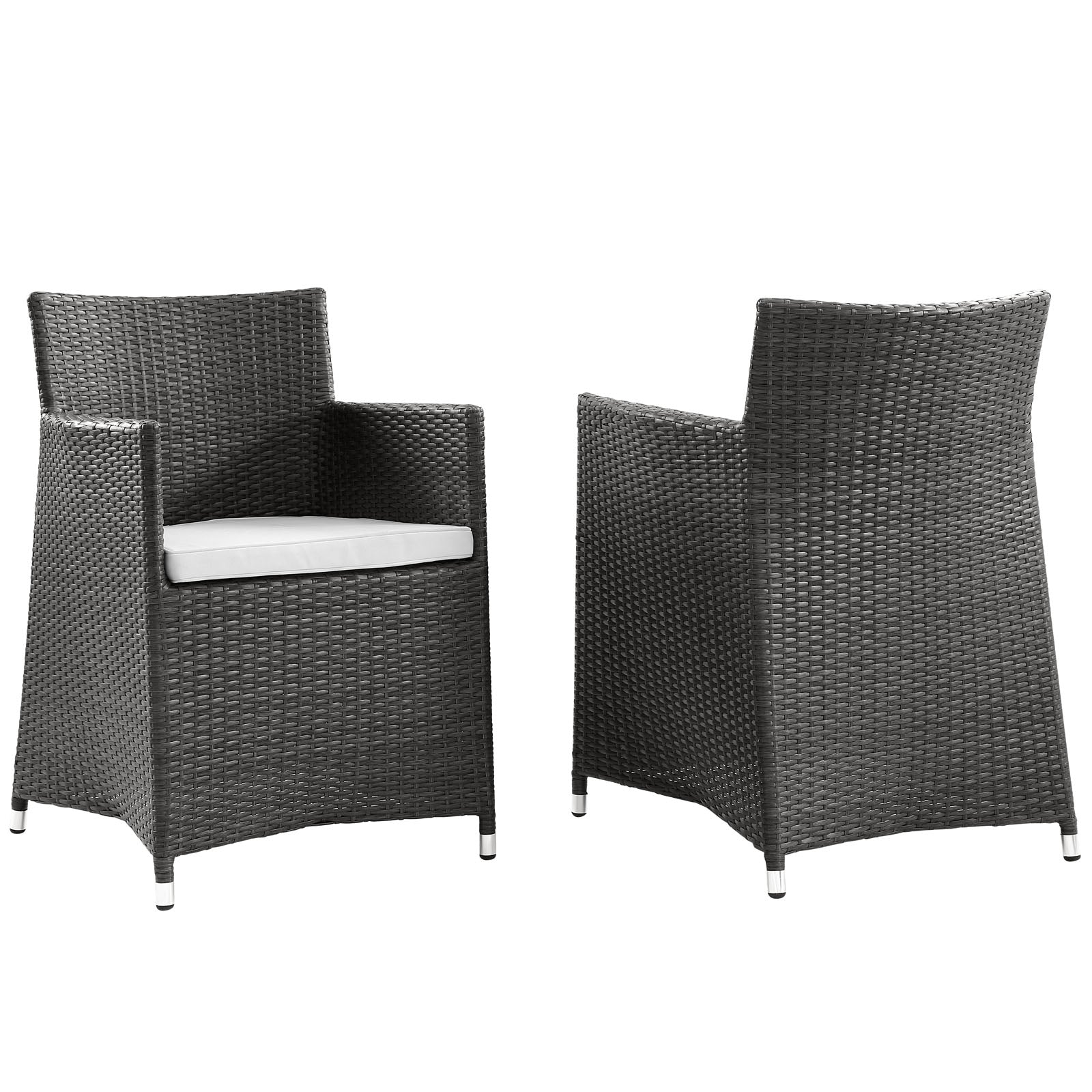 Junction Armchair Outdoor Patio Wicker Set of 2  Brown White