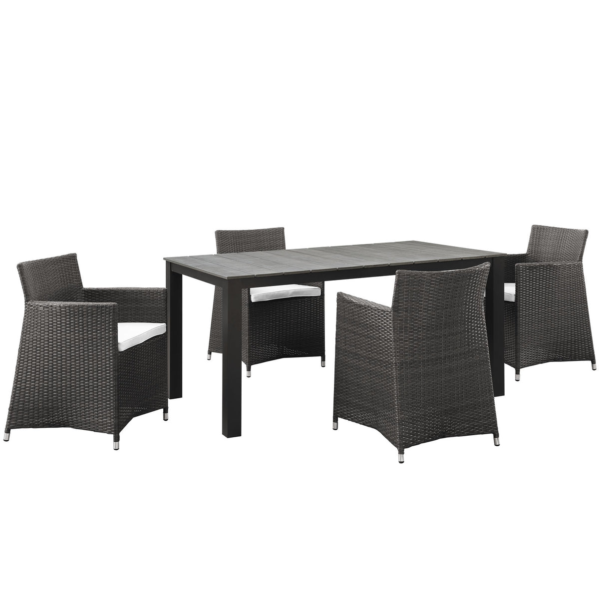 Junction 5 Piece Outdoor Patio Dining Set  Brown White