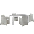 Junction 5 Piece Outdoor Patio Dining Set  Gray White