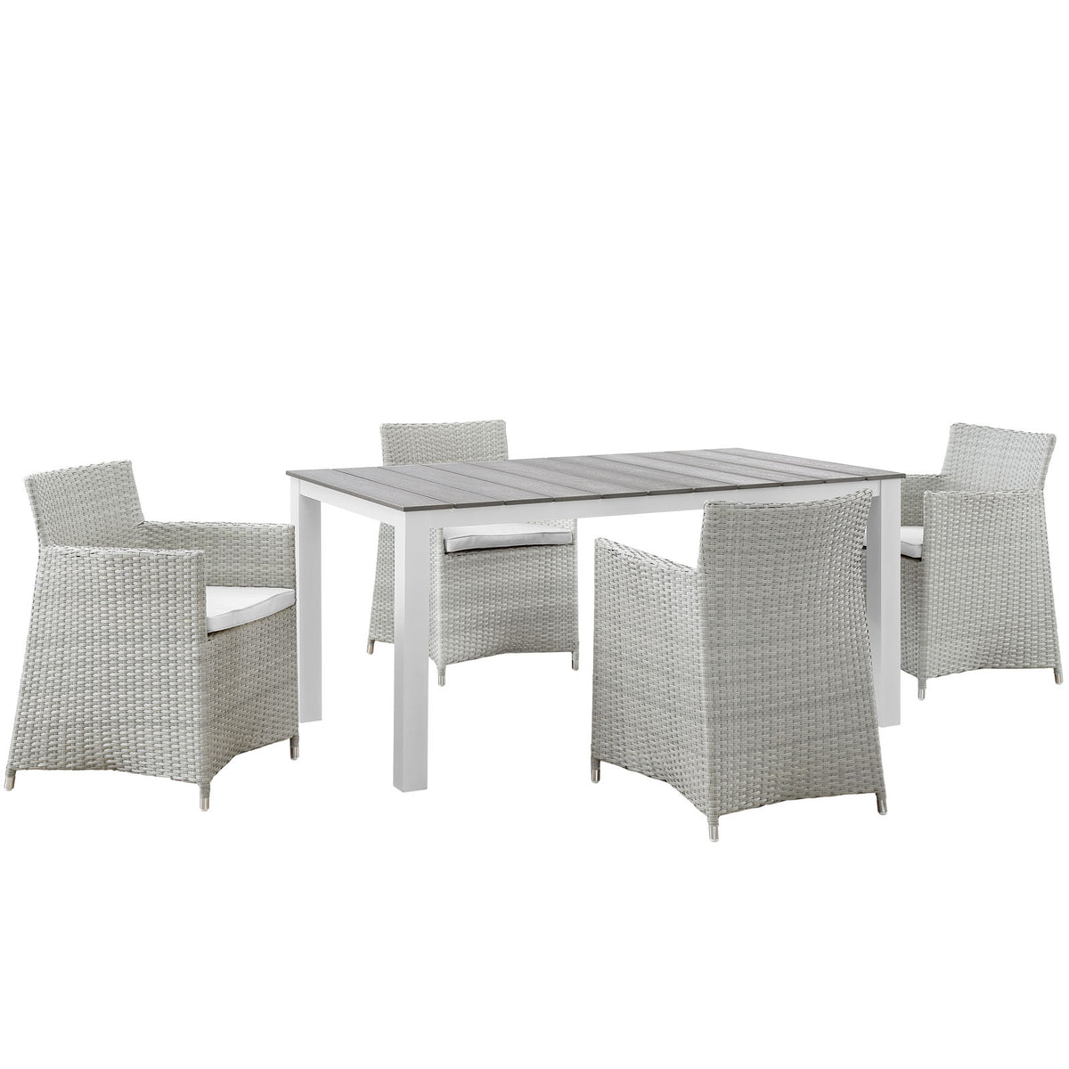 Junction 5 Piece Outdoor Patio Dining Set  Gray White
