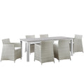 Junction 7 Piece Outdoor Patio Dining Set  Gray White