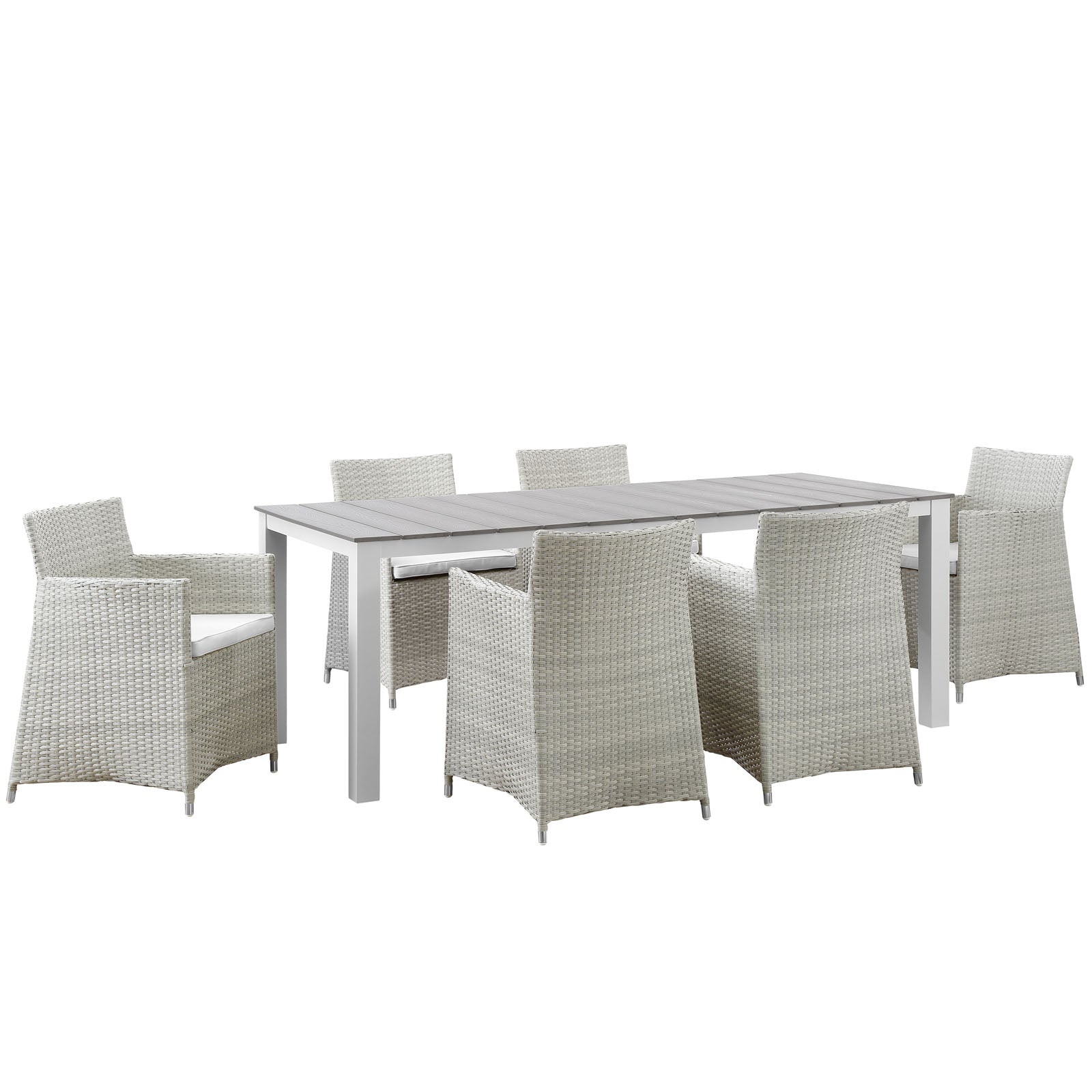 Junction 7 Piece Outdoor Patio Dining Set  Gray White