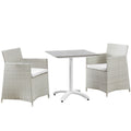 Junction 3 Piece Outdoor Patio Dining Set  Gray White