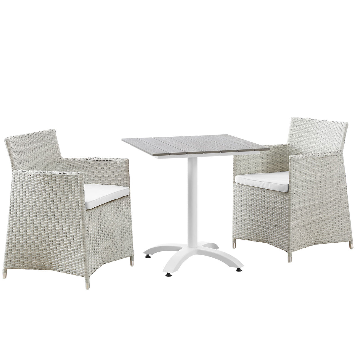 Junction 3 Piece Outdoor Patio Dining Set  Gray White