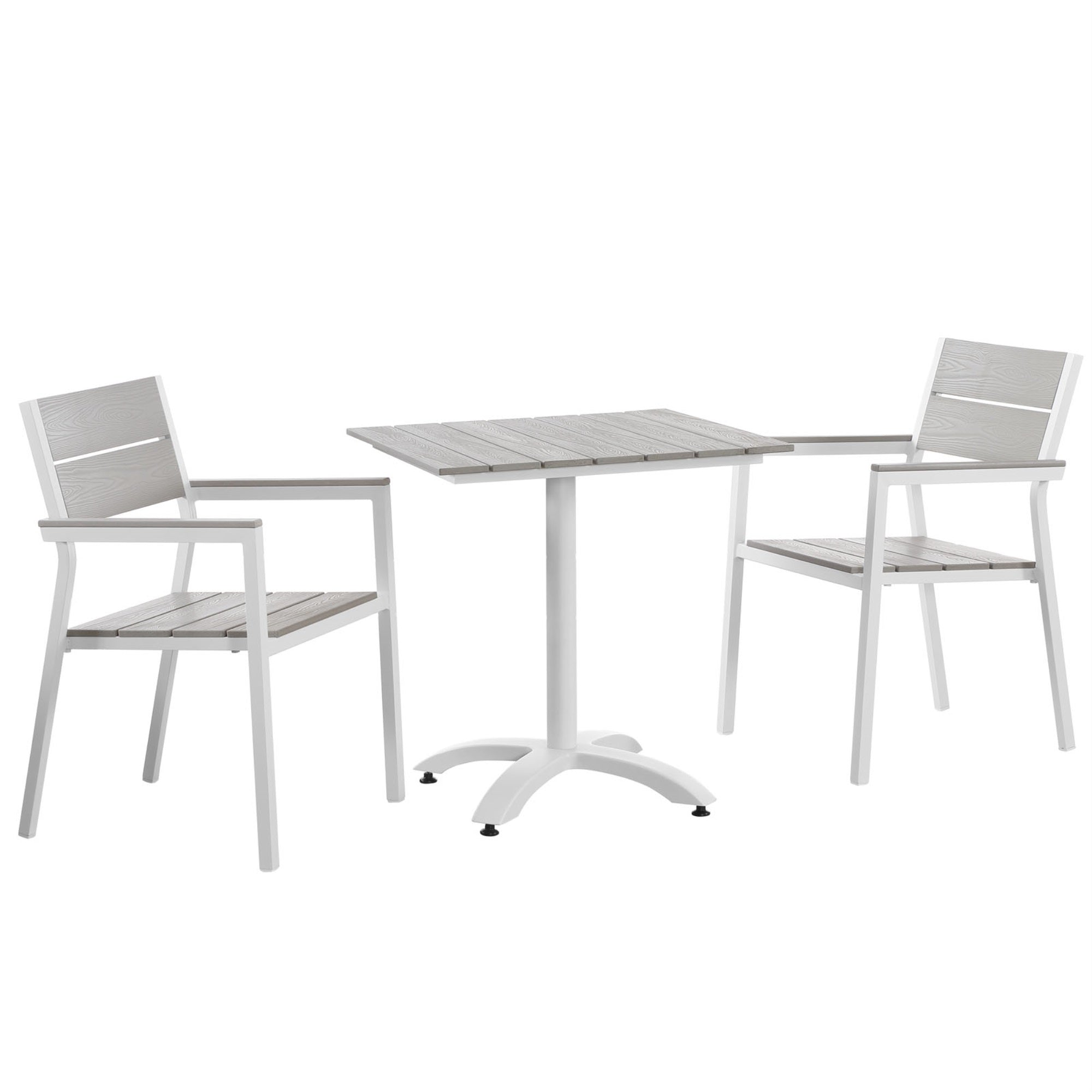 Maine Outdoor Patio Dining Furniture Collection - Synthetic Wood Grain Plank Boards, Powder-Coated Aluminum Frame, Contemporary 