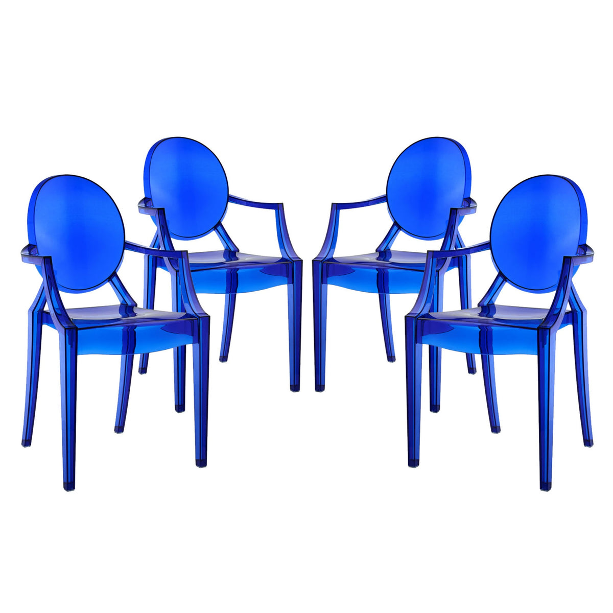 Ethereal Casper Chair Set of 4 - Artistic & Elegant Dining Armchairs for Indoor/Outdoor Use - Blue