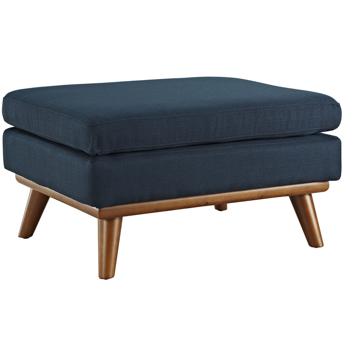 Engage Plush Ottoman - Relaxing and Stylish Addition to Your Home - Sturdy Rubberwood Frame - Azure