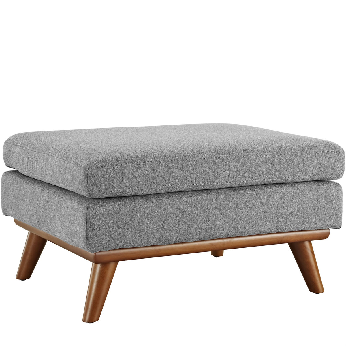 Engage Plush Ottoman - Gently Curved Design, Lounge & Unwind, Sturdy Rubberwood Frame, Expectation Gray