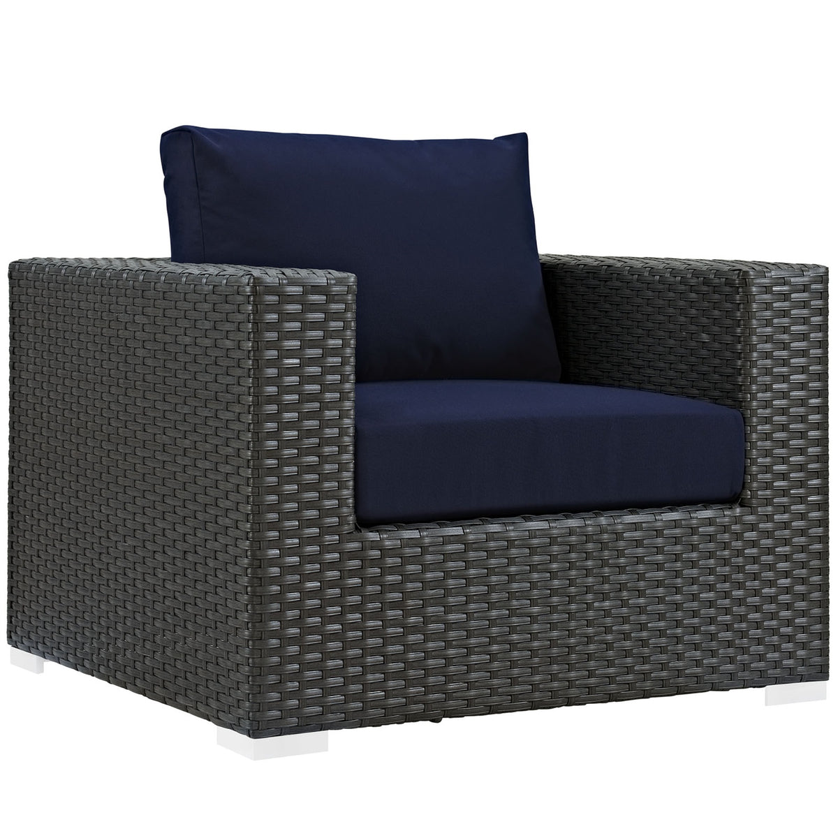 Sojourn Outdoor Patio Arm Chair - Sunbrella Fabric, Synthetic Rattan, UV Protection, Aluminum Frame