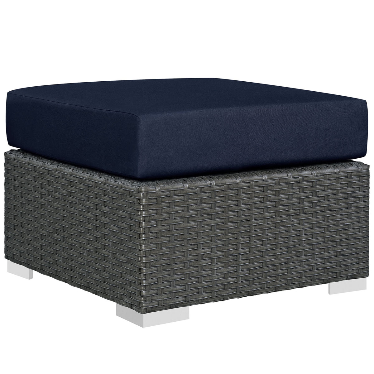 Sojourn Outdoor Patio Ottoman - Sturdy & Versatile Seating Option with Sunbrella Fabric Cushions & UV Protection